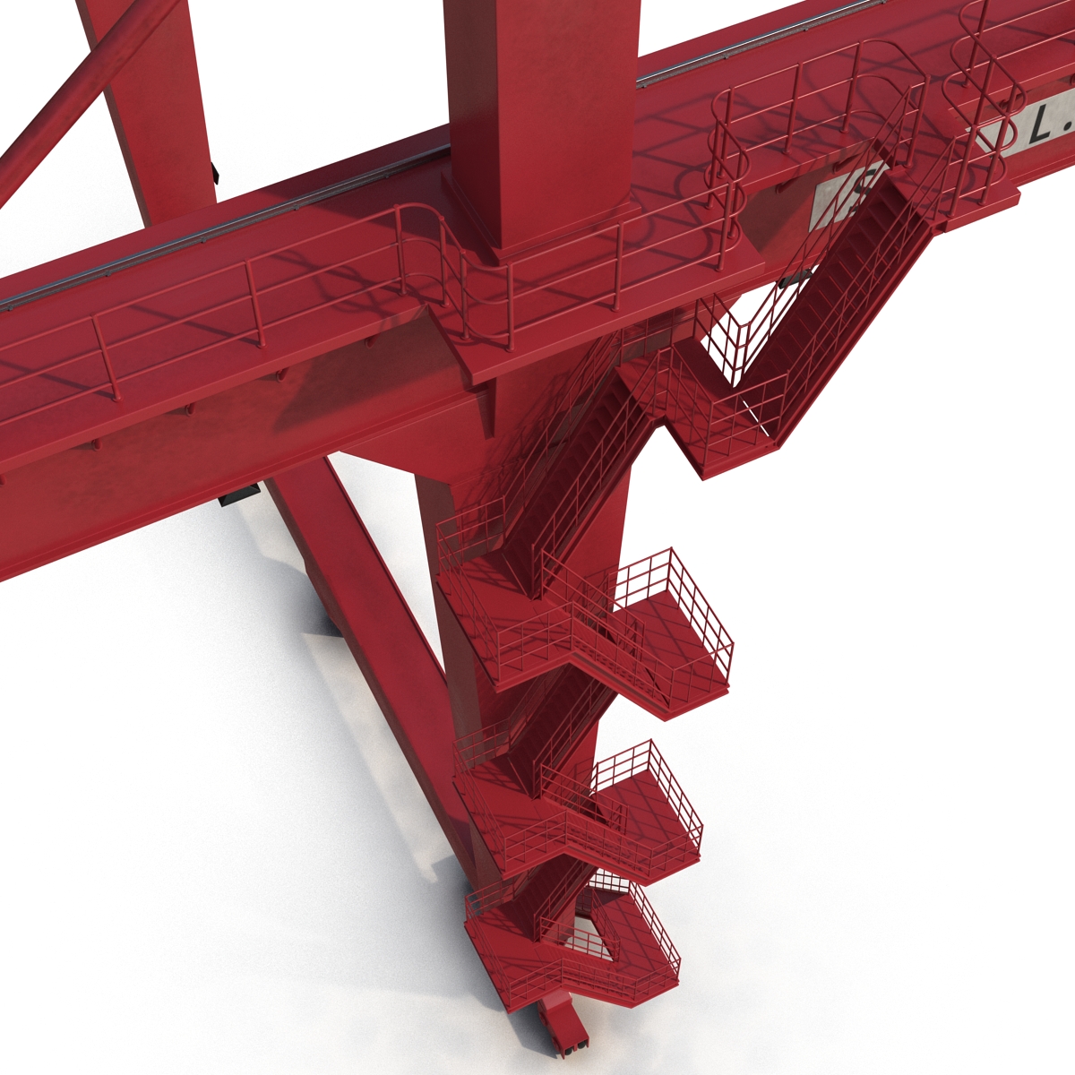 3D Rail Mounted Gantry Container Crane Rigged Red