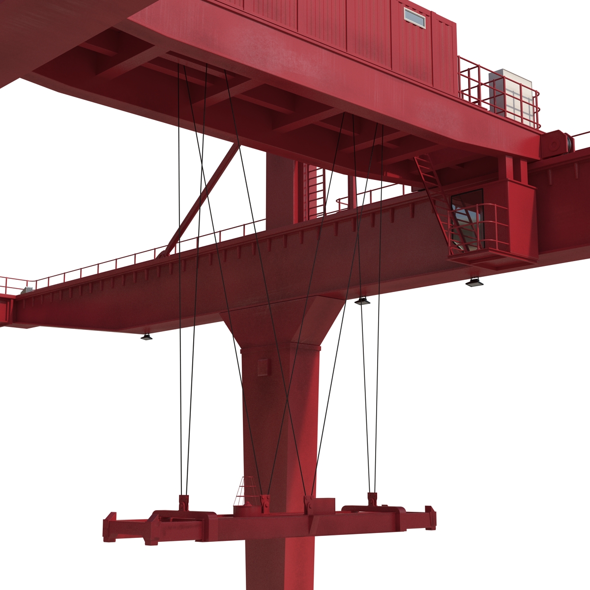 3D Rail Mounted Gantry Container Crane Rigged Red