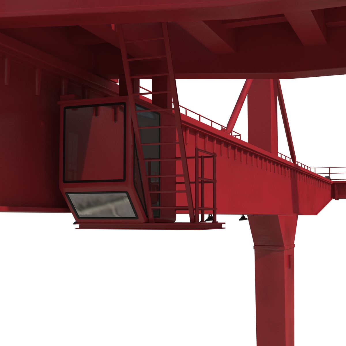 3D Rail Mounted Gantry Container Crane Rigged Red