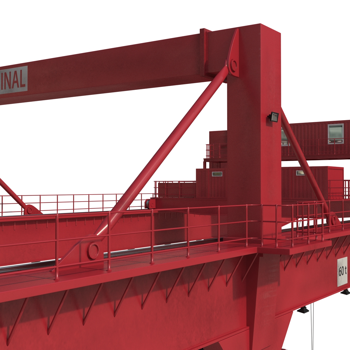 3D Rail Mounted Gantry Container Crane Rigged Red