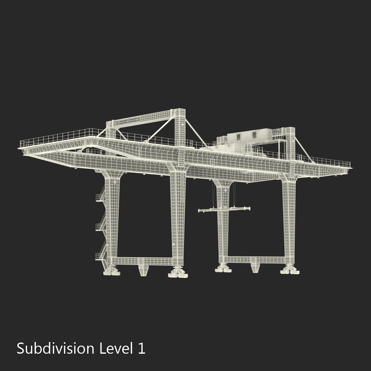 3D Rail Mounted Gantry Container Crane Rigged Red