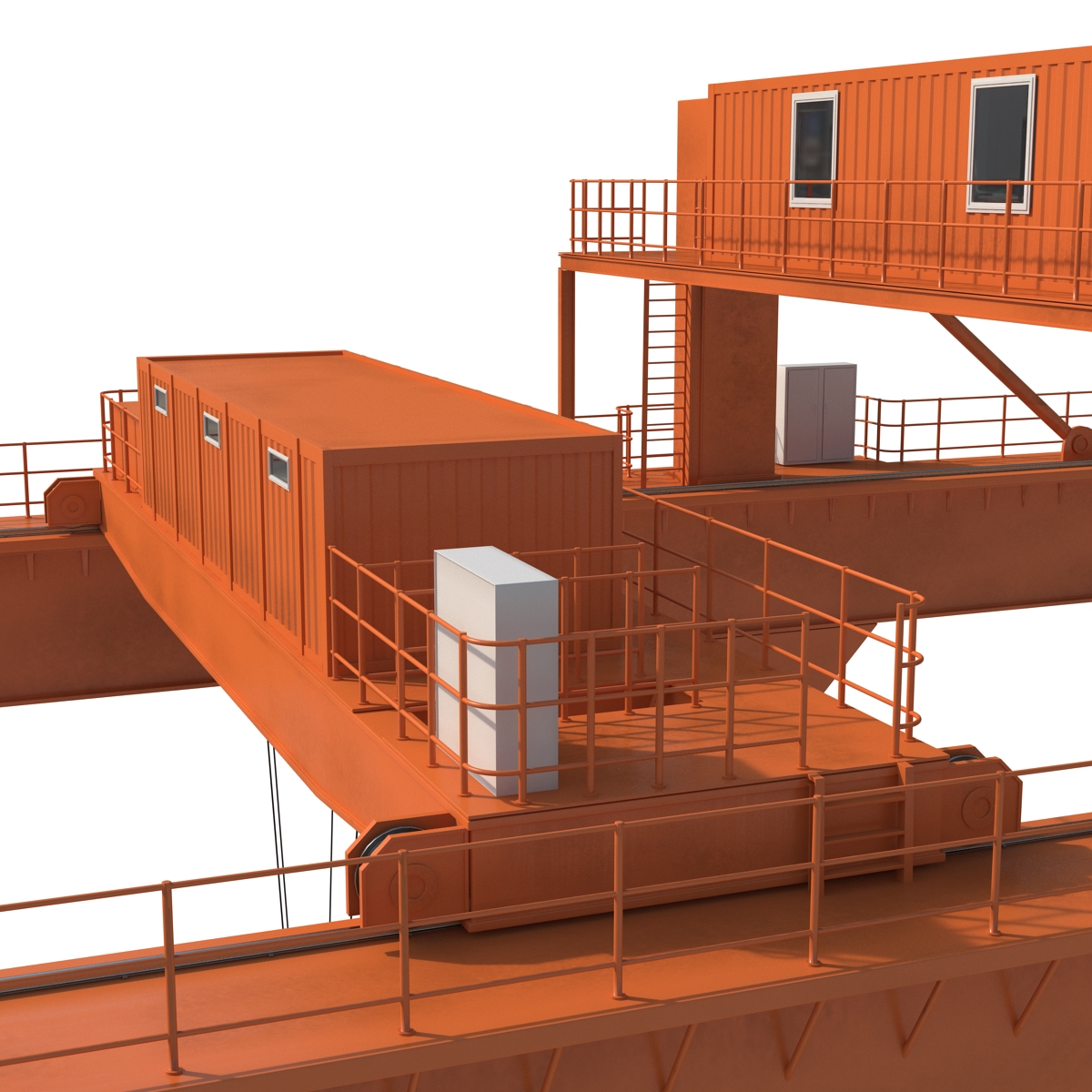 Rail Mounted Gantry Container Crane Rigged Orange 3D model