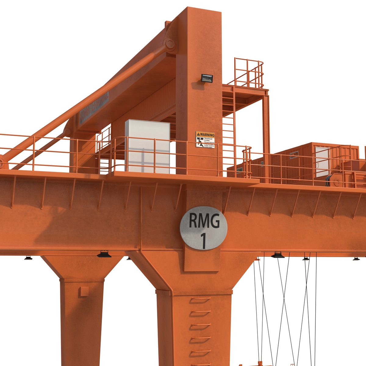 Rail Mounted Gantry Container Crane Rigged Orange 3D model