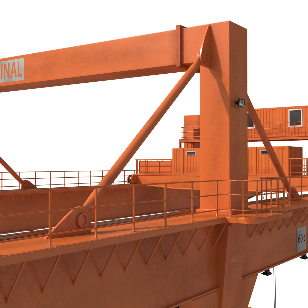 Rail Mounted Gantry Container Crane Rigged Orange 3D model