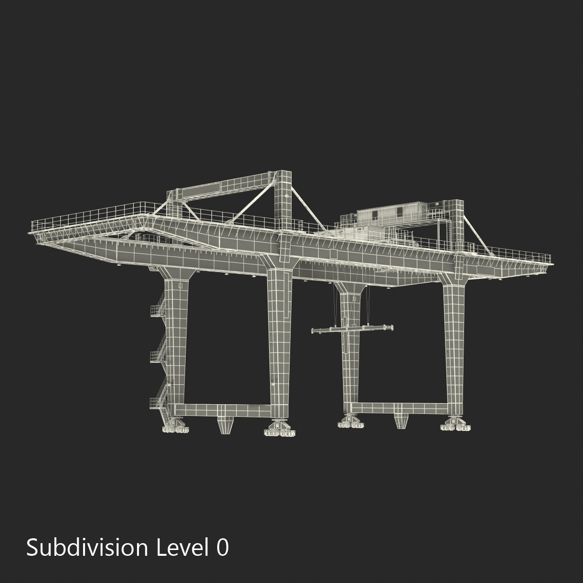 Rail Mounted Gantry Container Crane Rigged Orange 3D model