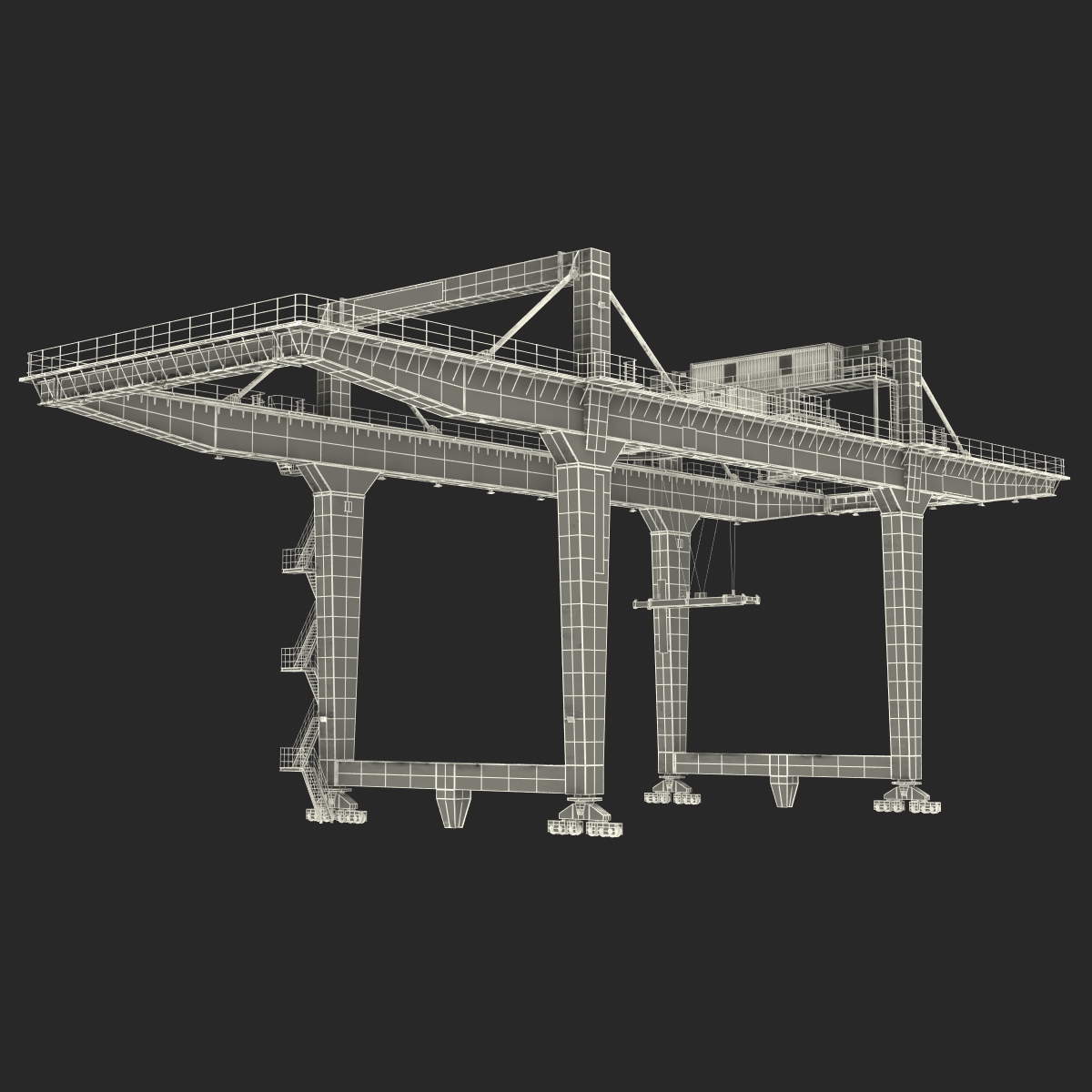 Rail Mounted Gantry Container Crane Rigged Orange 3D model