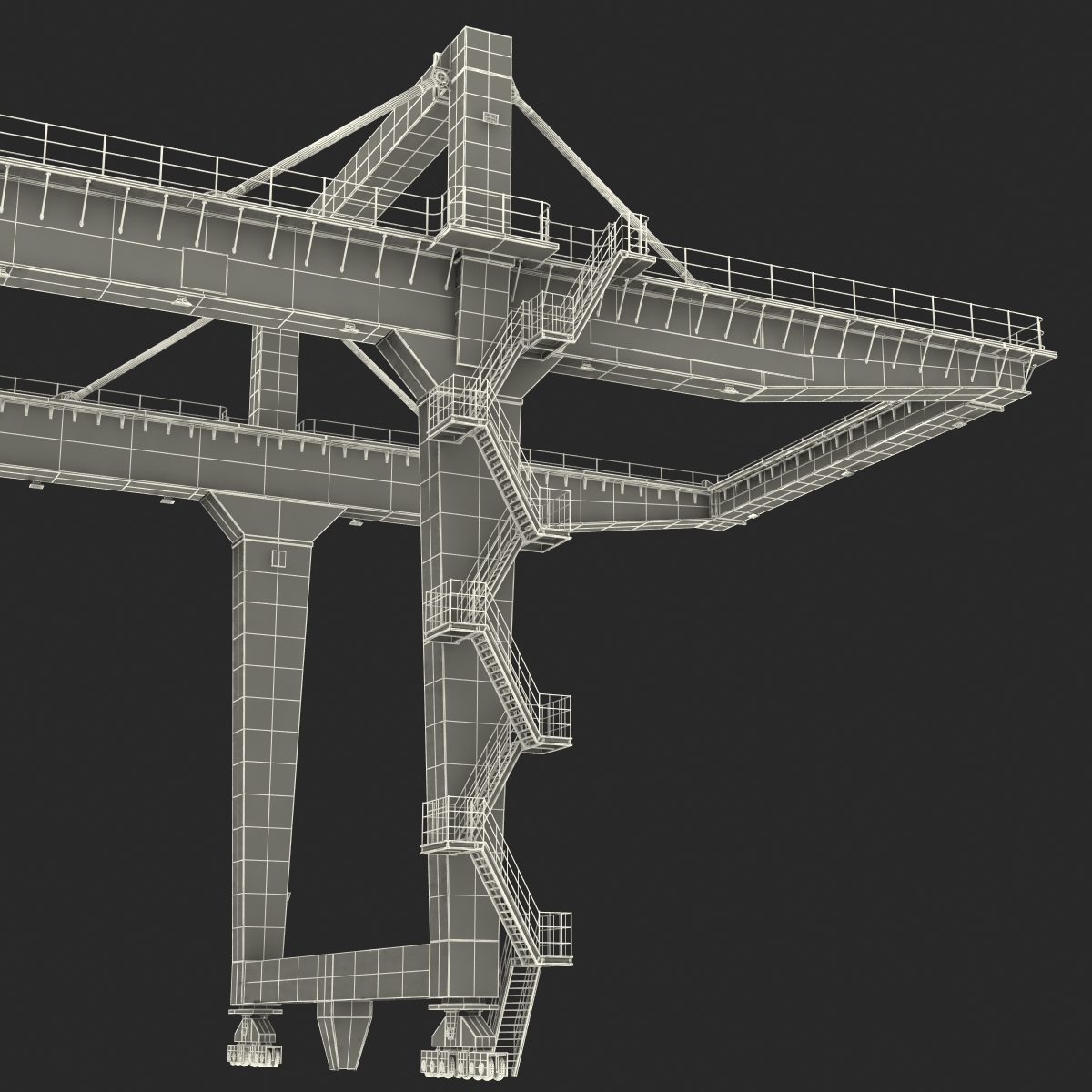 Rail Mounted Gantry Container Crane Rigged Orange 3D model