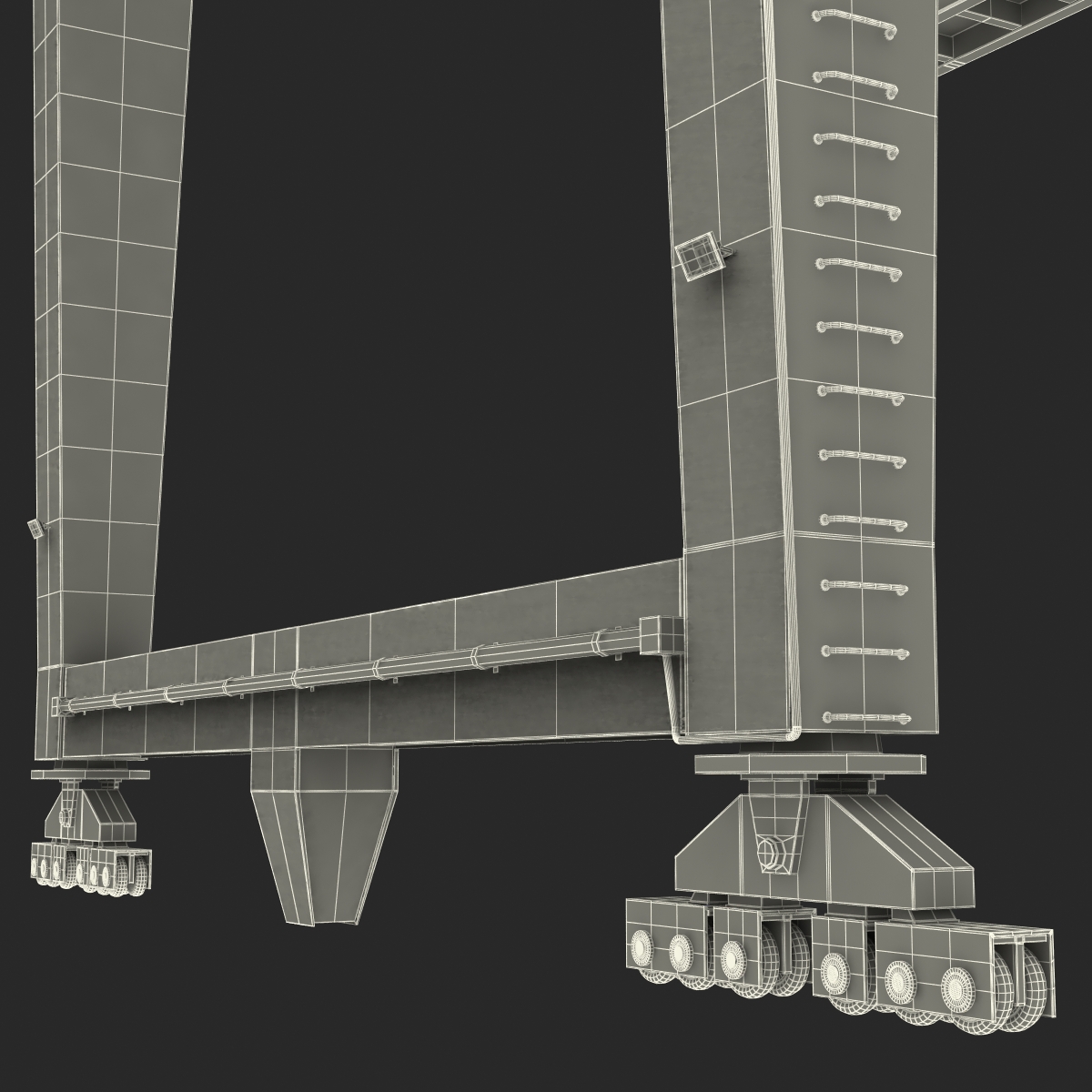 Rail Mounted Gantry Container Crane Rigged Orange 3D model