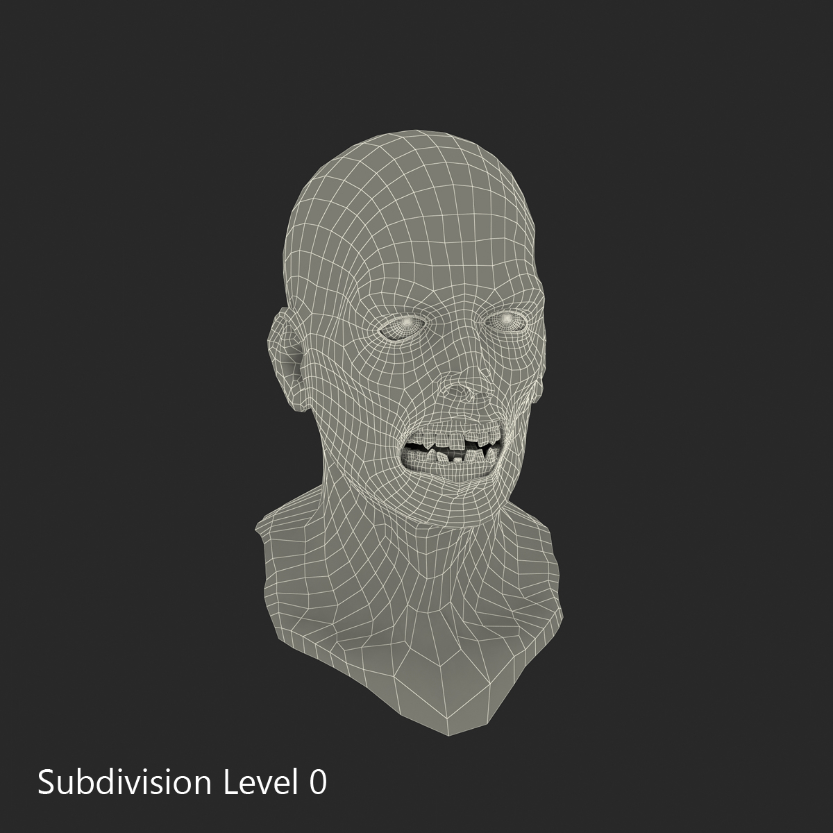 3D Zombie Head with Hair