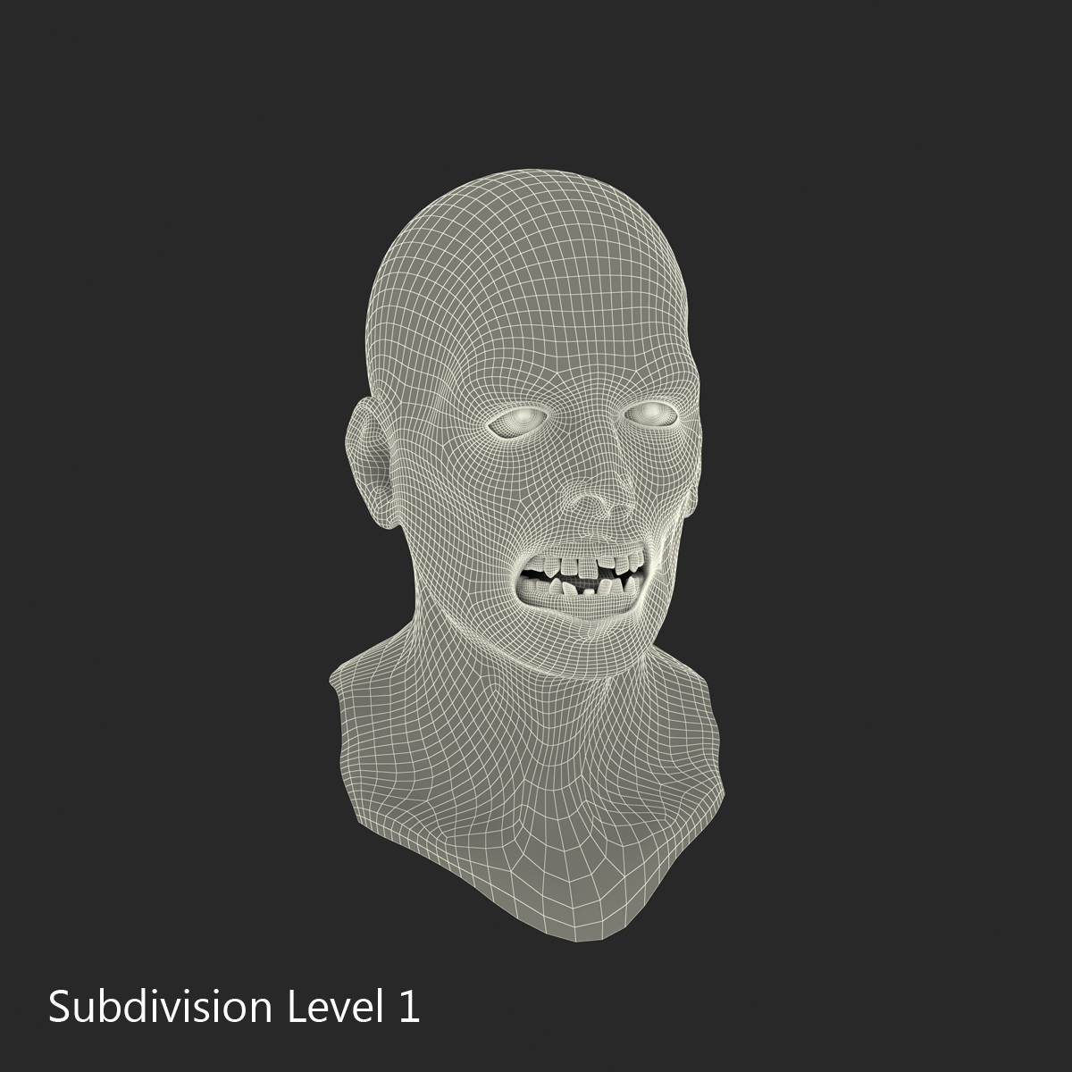 3D Zombie Head with Hair