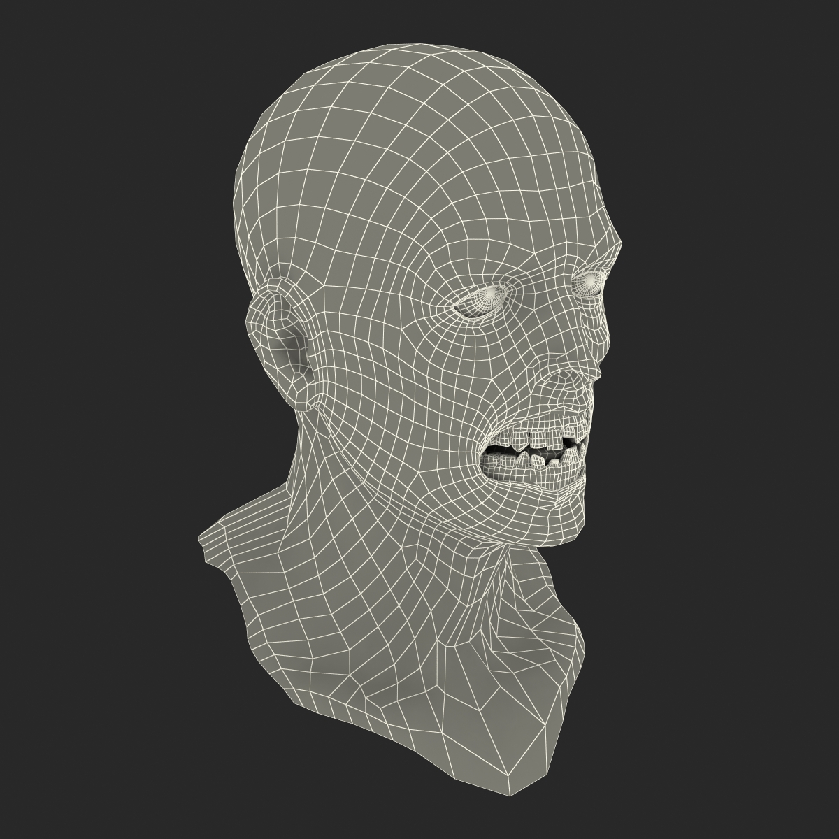 3D Zombie Head with Hair