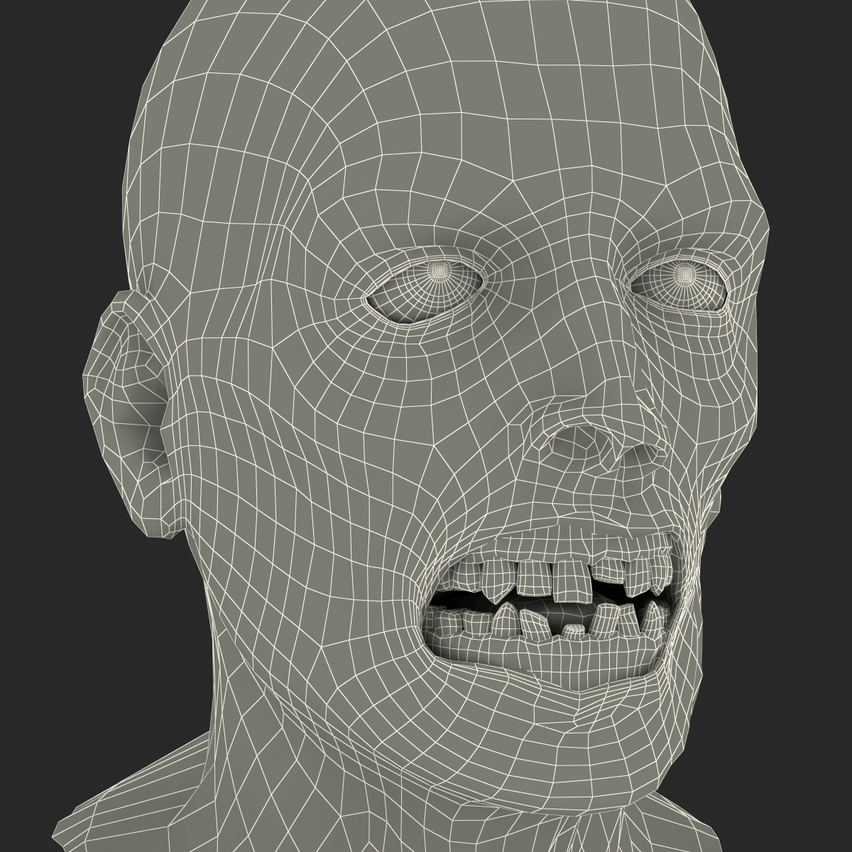 3D Zombie Head with Hair