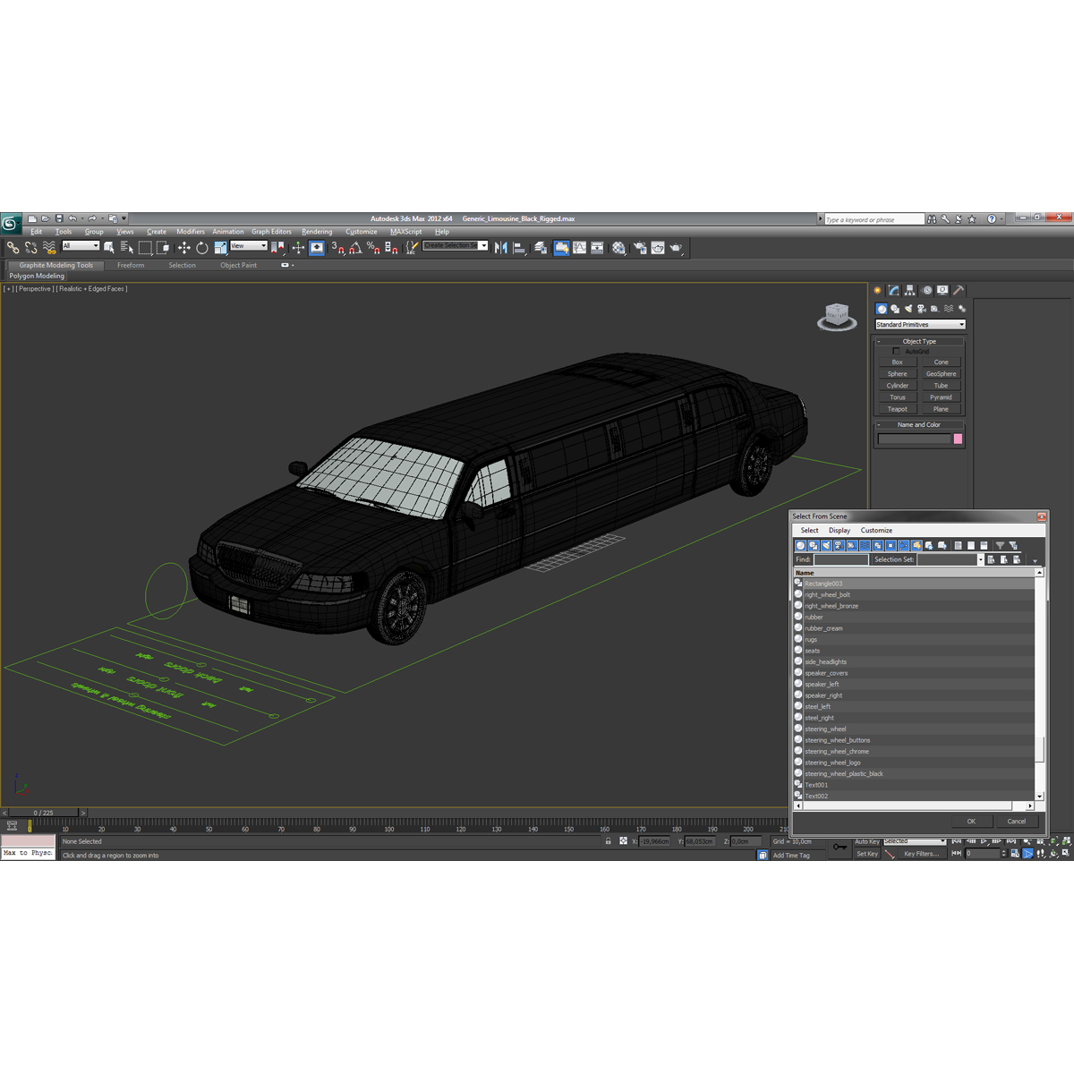 3D model Generic Limousine Black Rigged