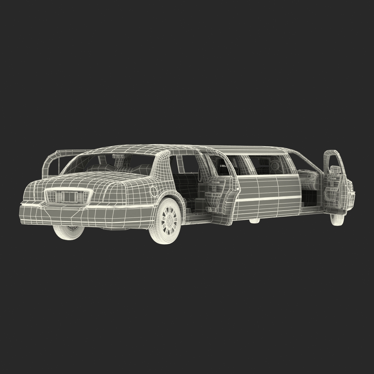 3D model Generic Limousine Black Rigged