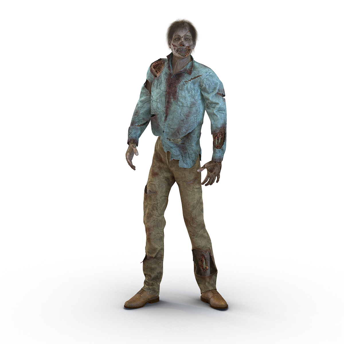 3D Zombie Rigged with Hair model