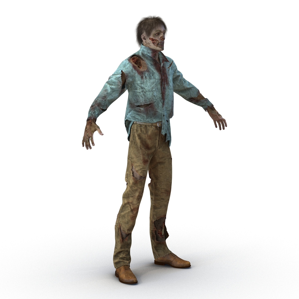 3D Zombie Rigged with Hair model