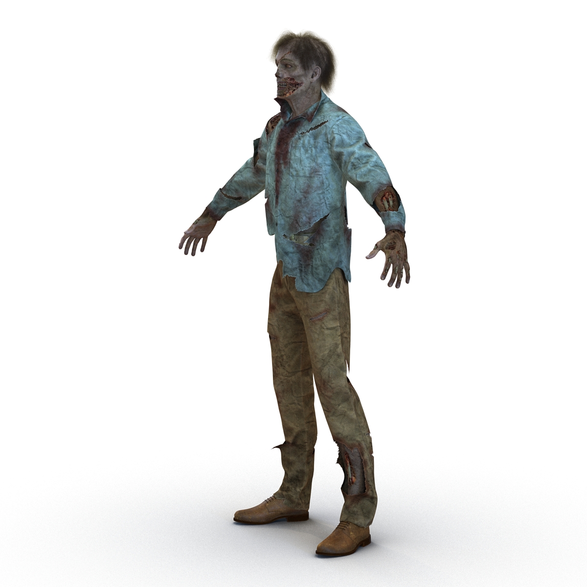 3D Zombie Rigged with Hair model