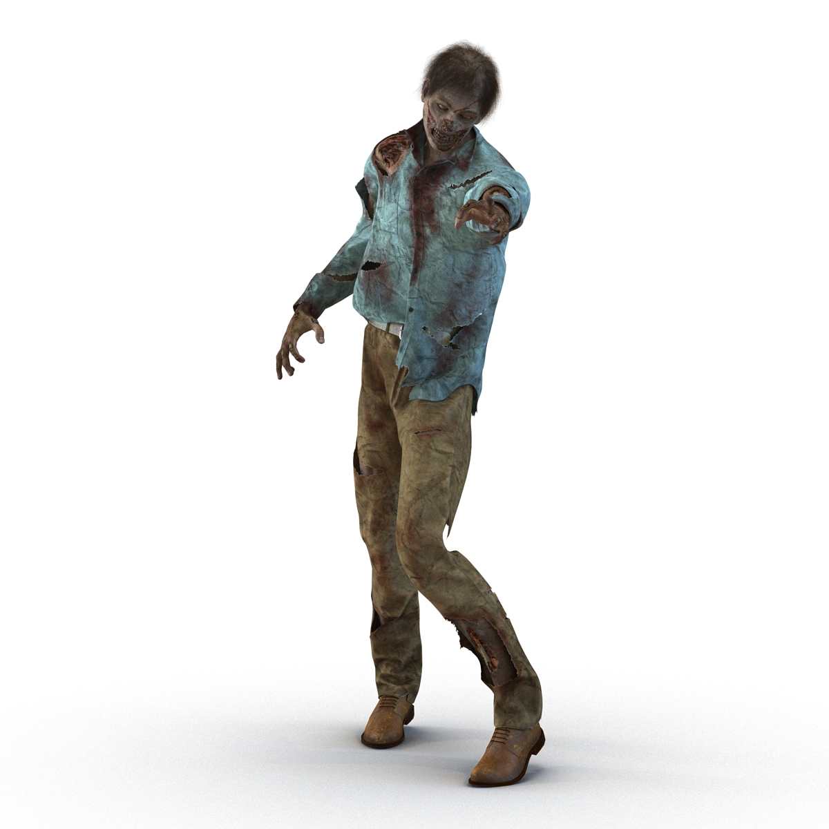 3D Zombie Rigged with Hair model