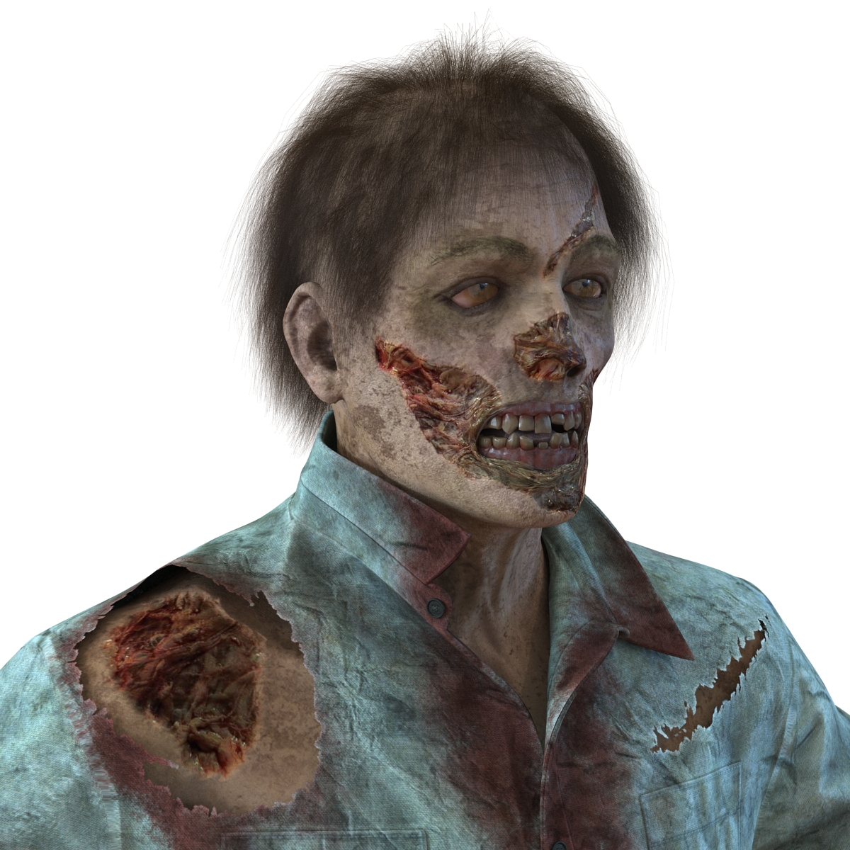 3D Zombie Rigged with Hair model