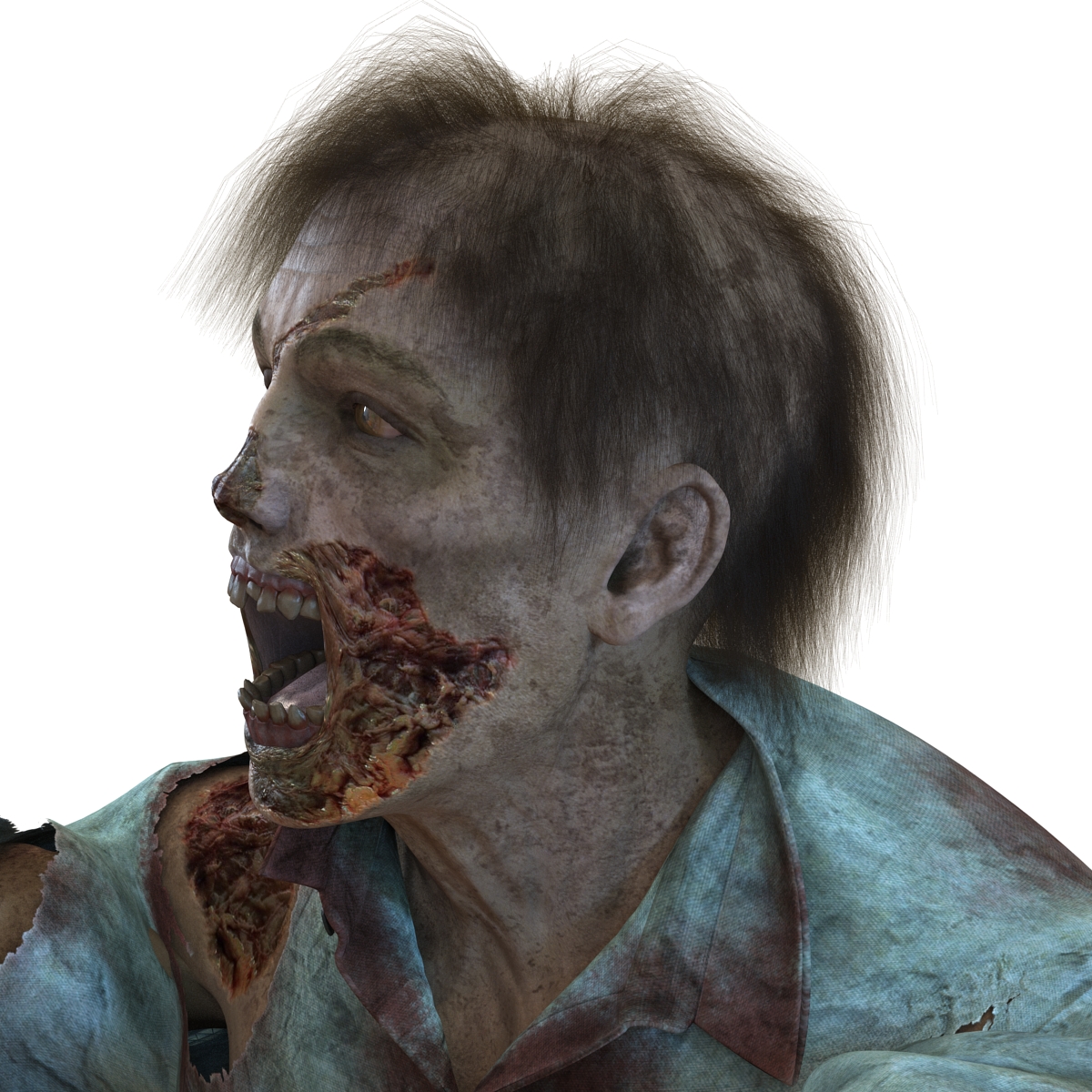 3D Zombie Rigged with Hair model