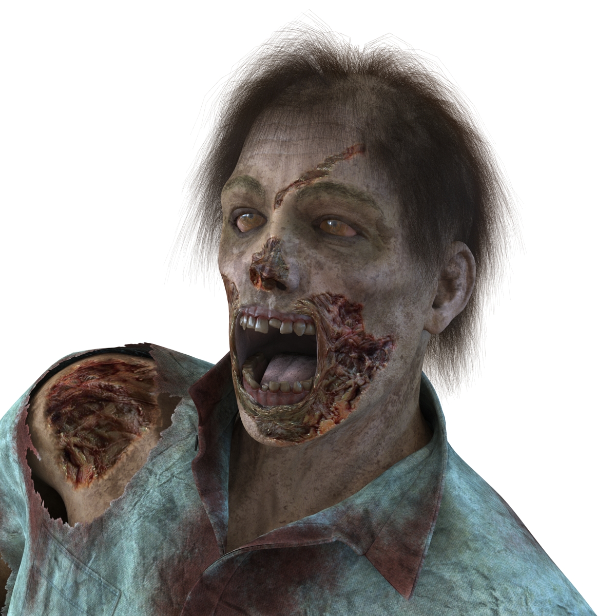 3D Zombie Rigged with Hair model