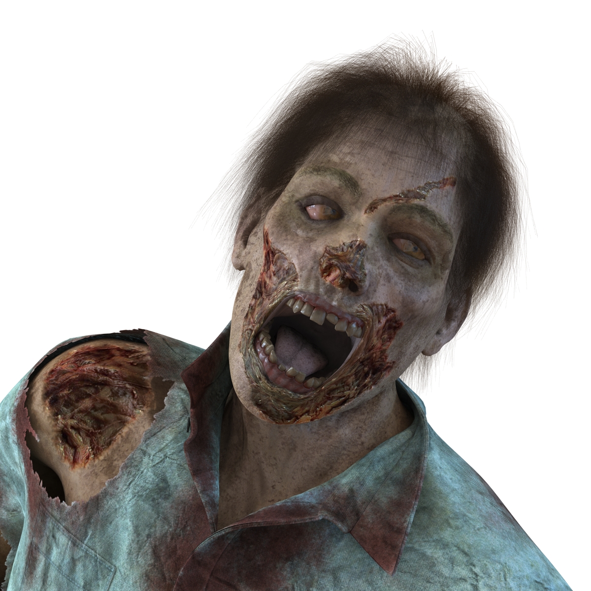 3D Zombie Rigged with Hair model