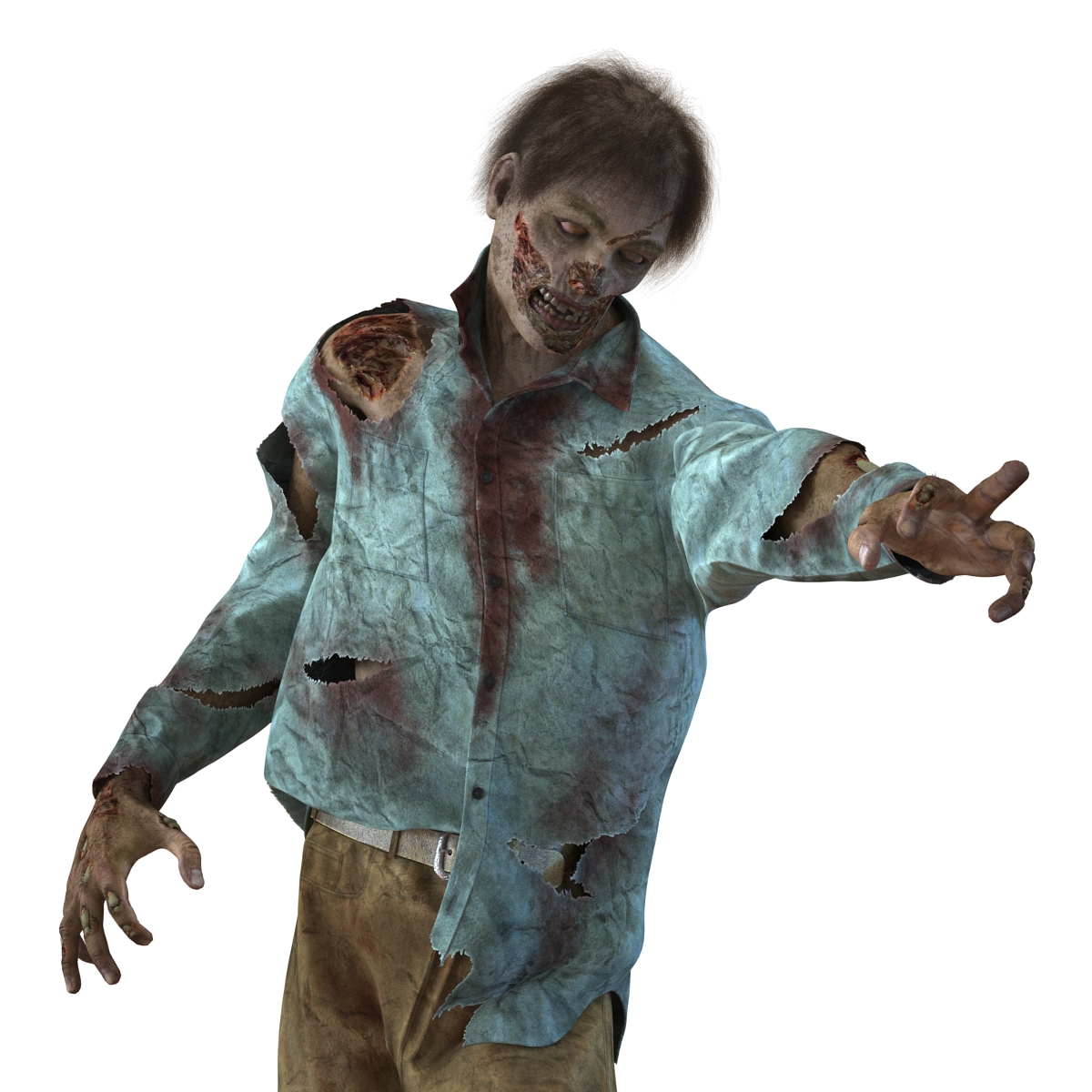 3D Zombie Rigged with Hair model