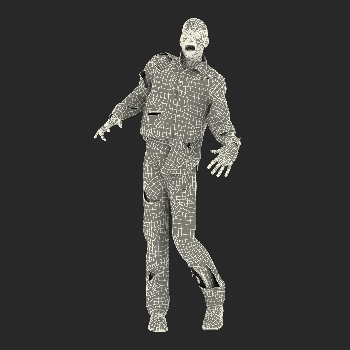 3D Zombie Rigged with Hair model