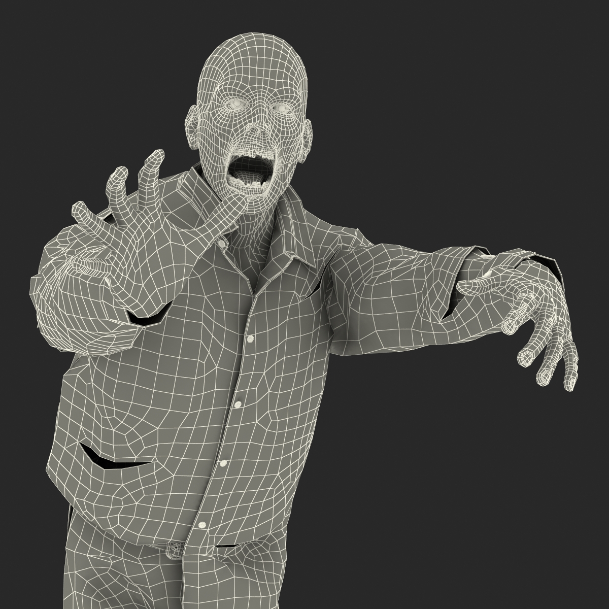 3D Zombie Rigged with Hair model