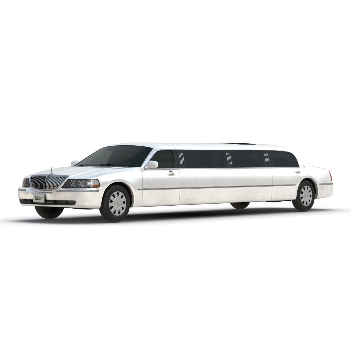 3D model Lincoln Stretch Car Limousine White