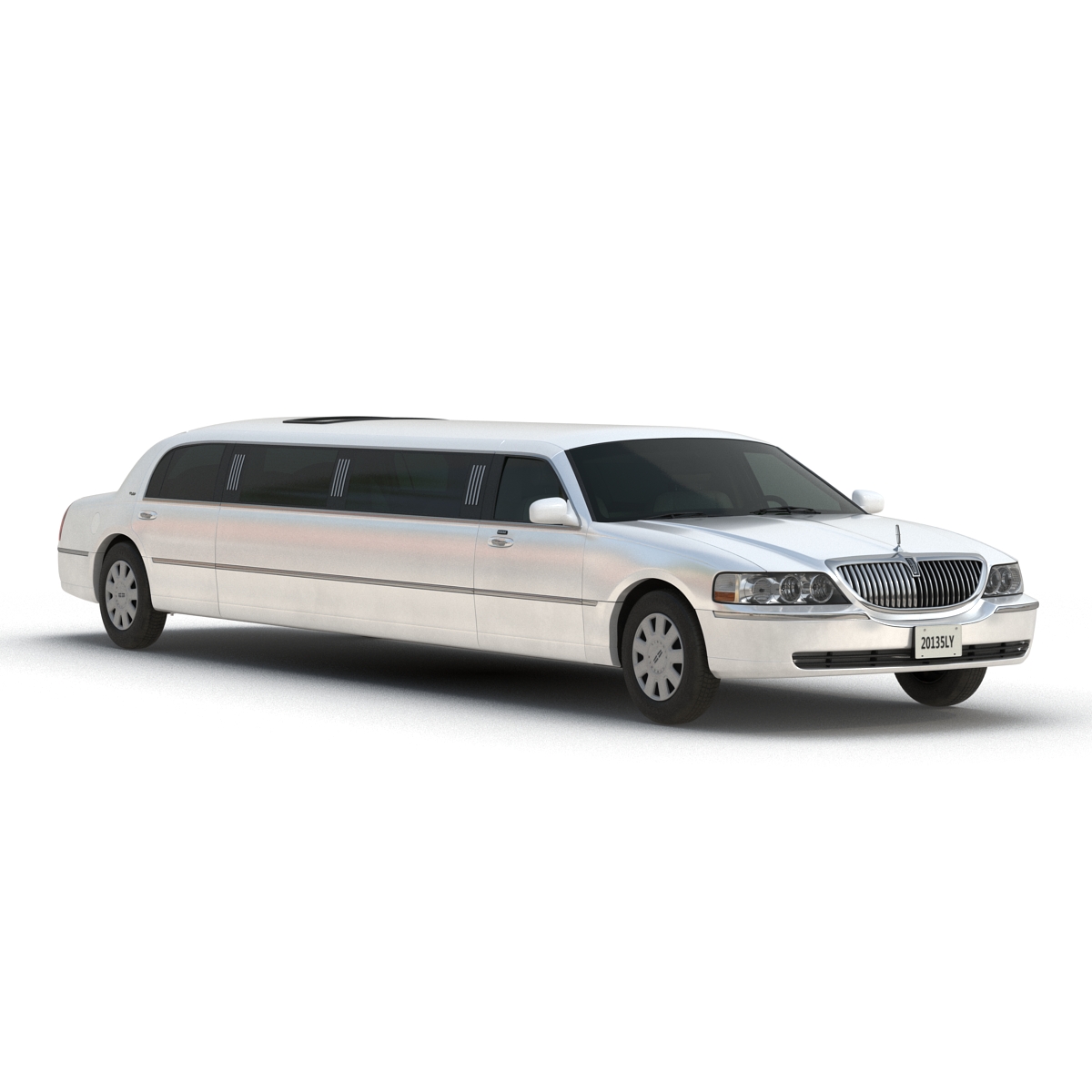 3D model Lincoln Stretch Car Limousine White