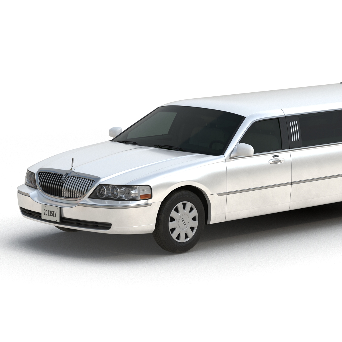 3D model Lincoln Stretch Car Limousine White