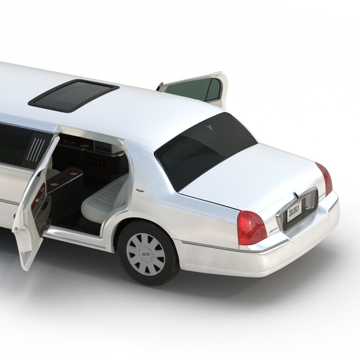 3D model Lincoln Stretch Car Limousine White