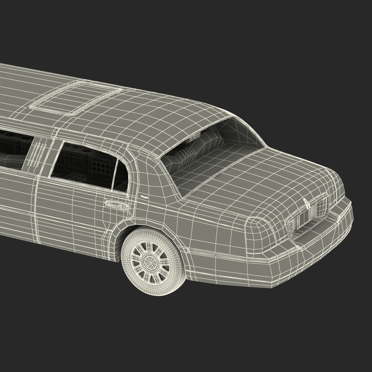 3D model Lincoln Stretch Car Limousine White