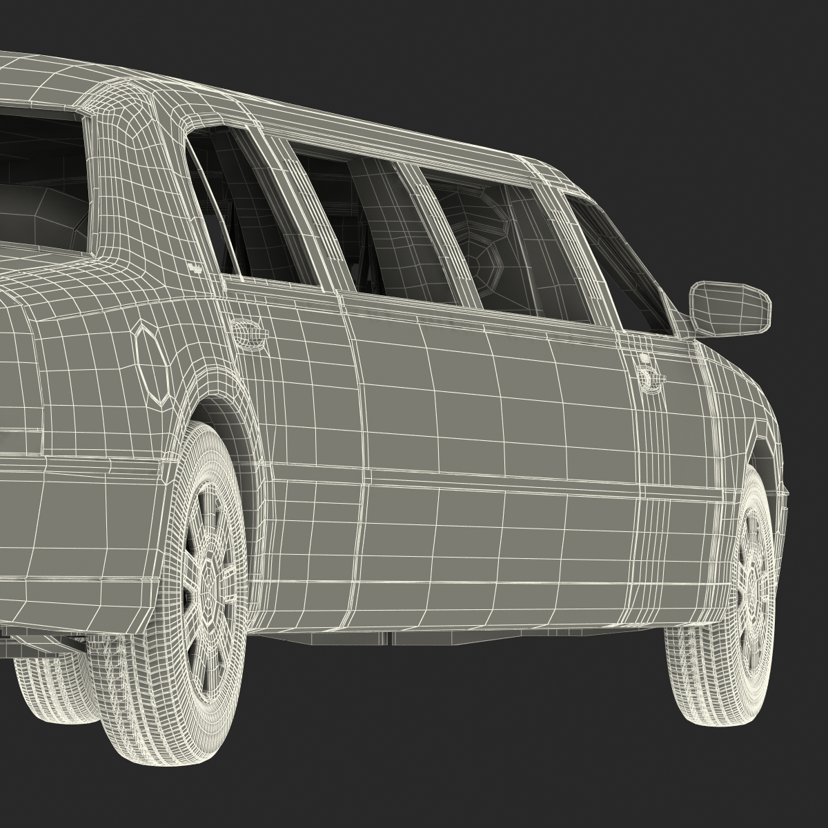 3D model Lincoln Stretch Car Limousine White