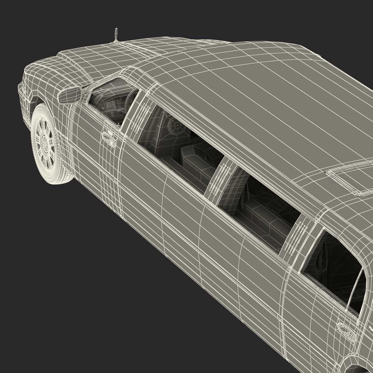 3D model Lincoln Stretch Car Limousine White