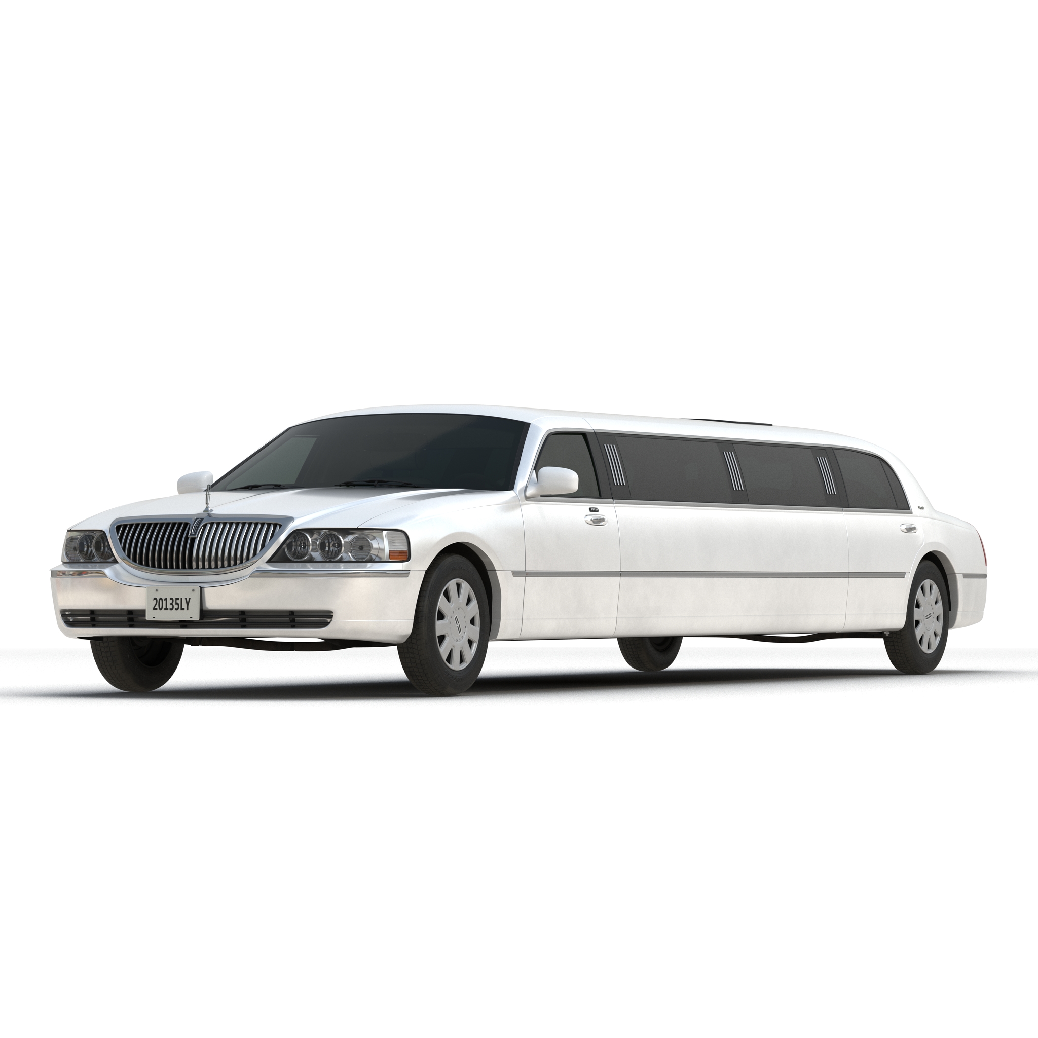 3D Lincoln Stretch Car Limousine White Simple Interior