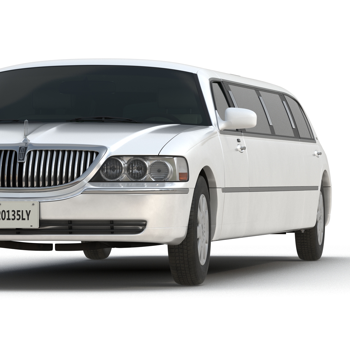 3D Lincoln Stretch Car Limousine White Simple Interior