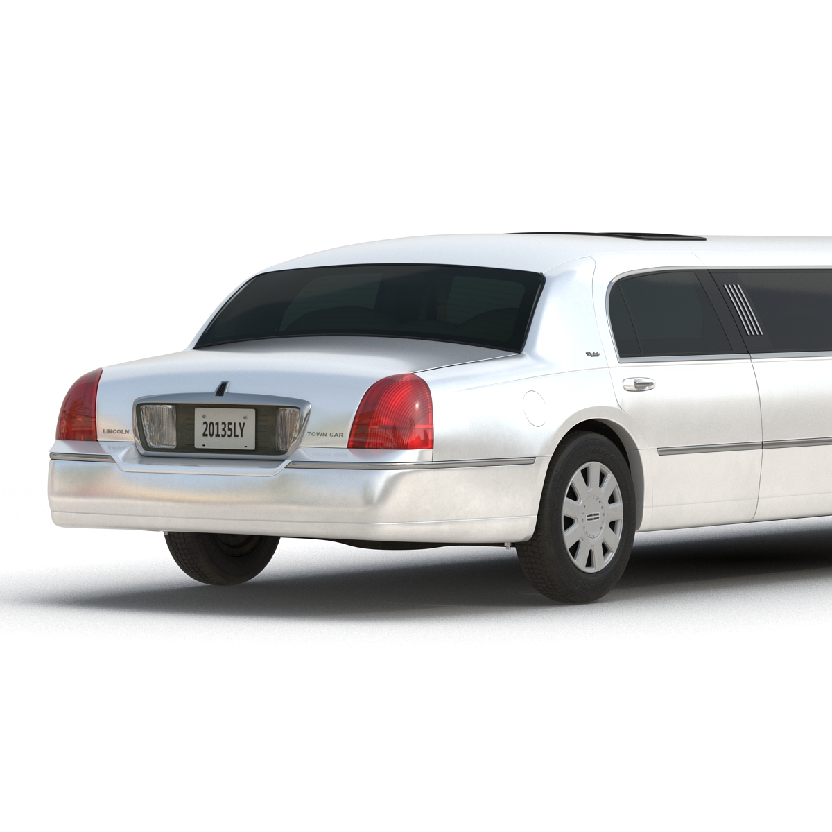 3D Lincoln Stretch Car Limousine White Simple Interior