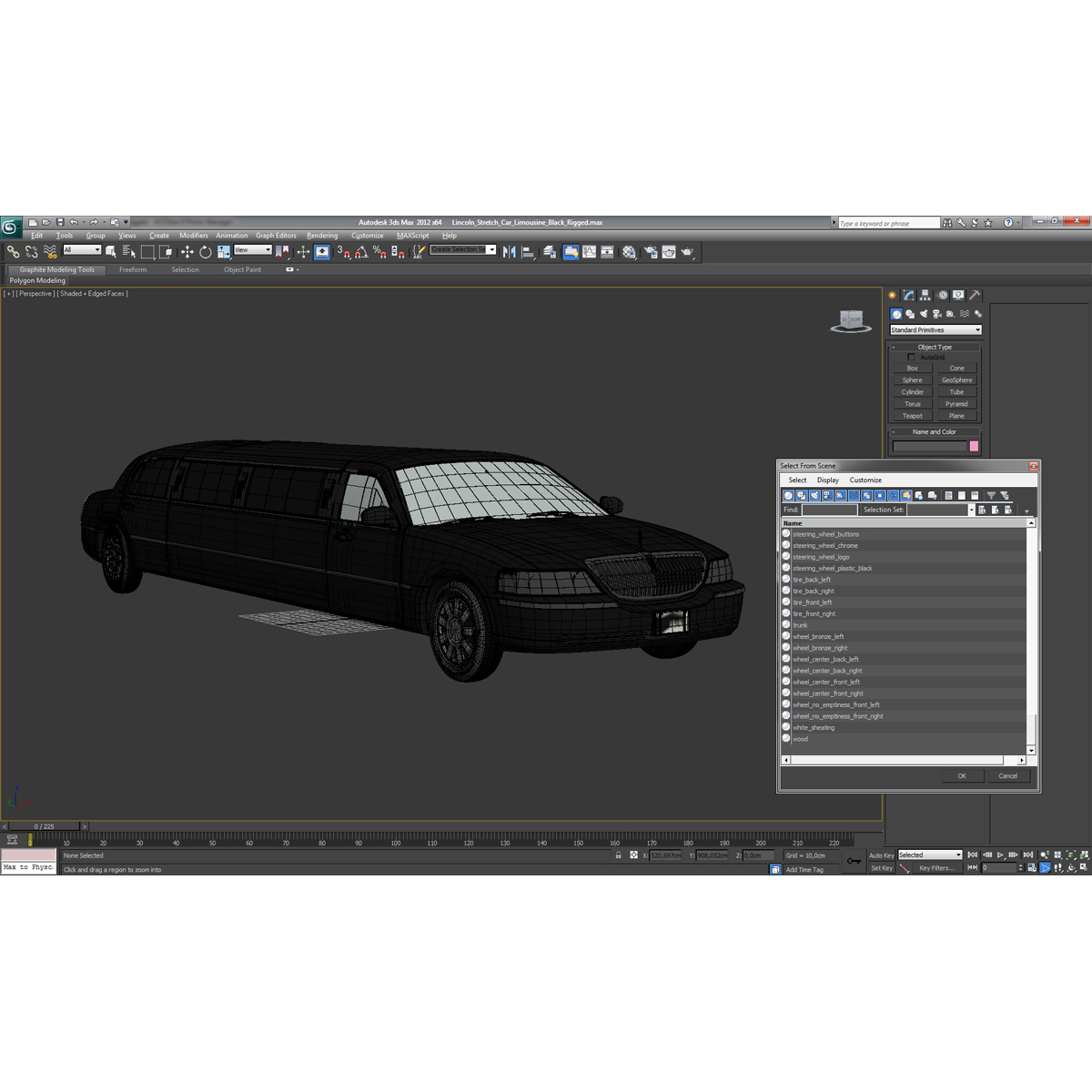 3D model Lincoln Stretch Car Limousine Black