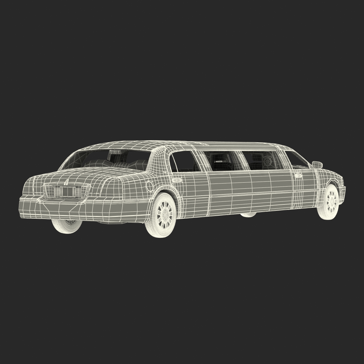 3D model Lincoln Stretch Car Limousine Black