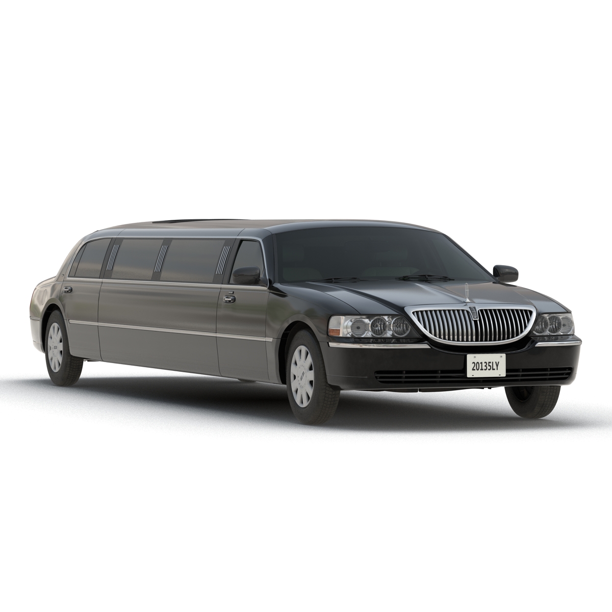 3D Lincoln Stretch Car Limousine Black Simple Interior