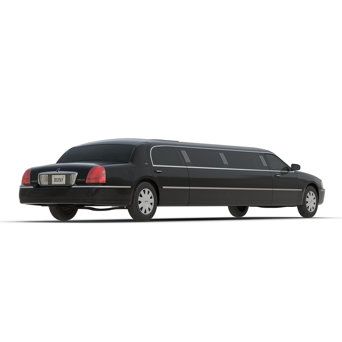 3D Lincoln Stretch Car Limousine Black Simple Interior