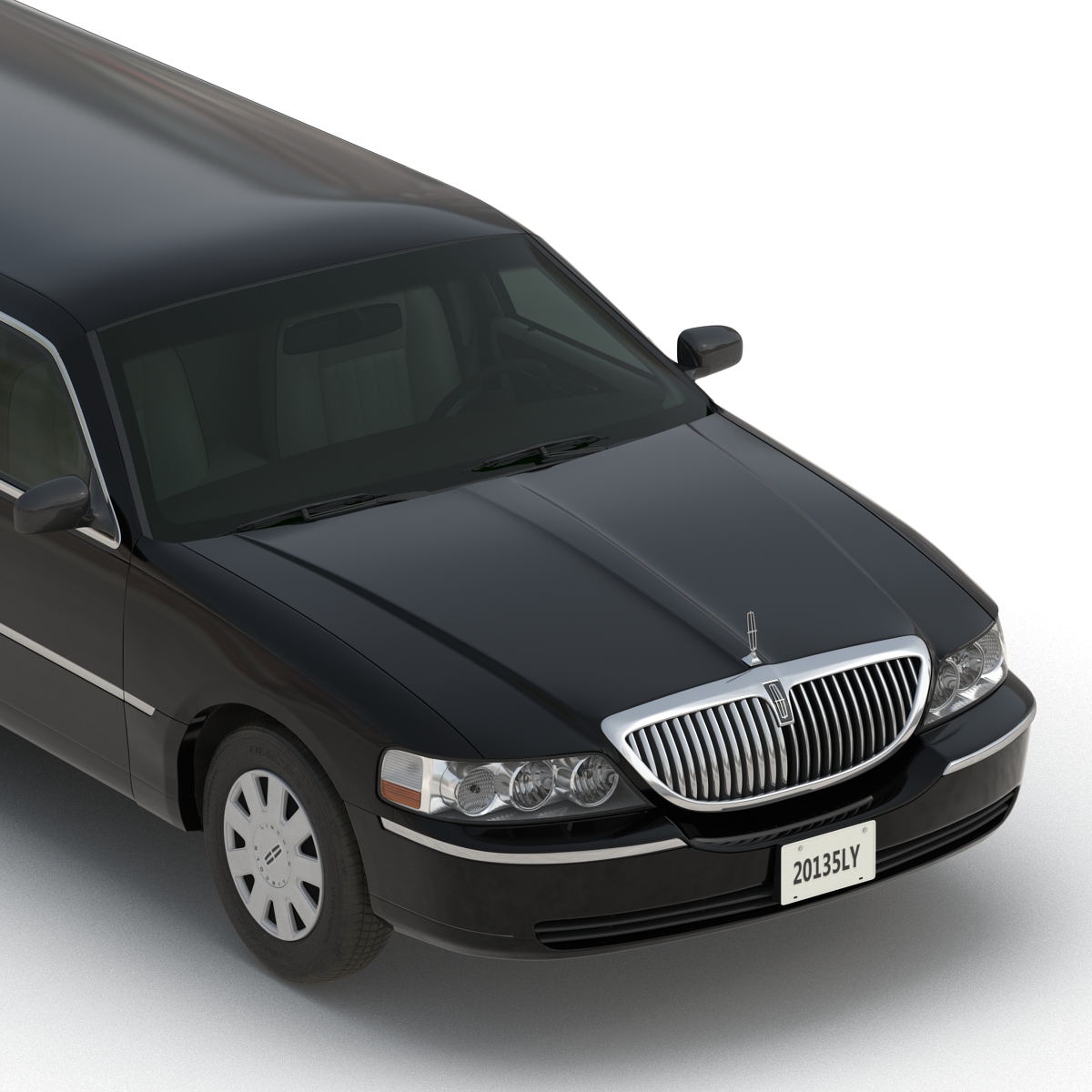 3D Lincoln Stretch Car Limousine Black Simple Interior