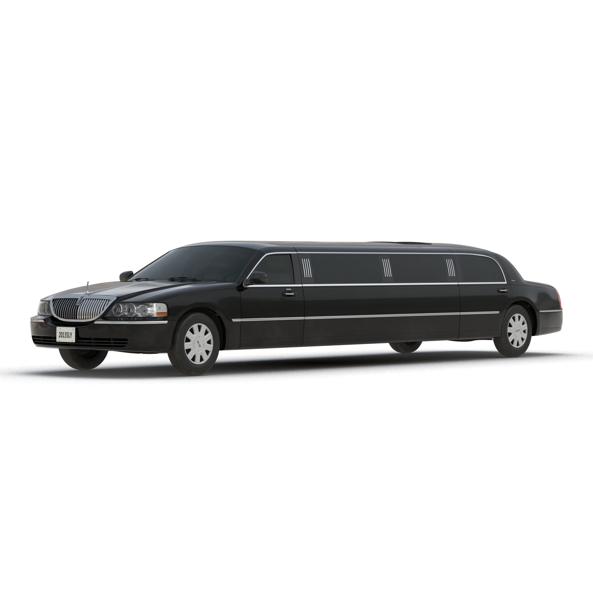 Lincoln Stretch Car Limousine Black Rigged 3D