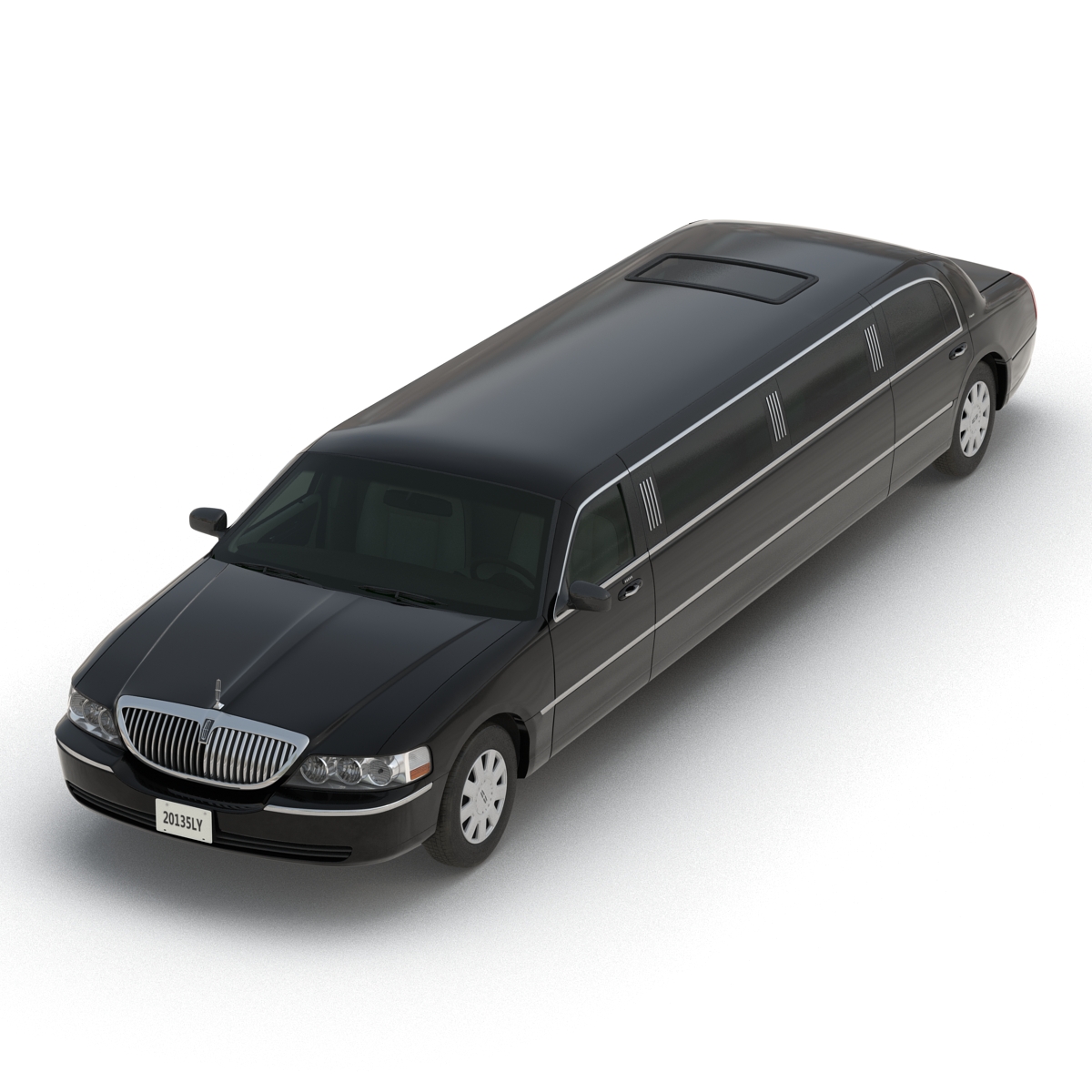 Lincoln Stretch Car Limousine Black Rigged 3D