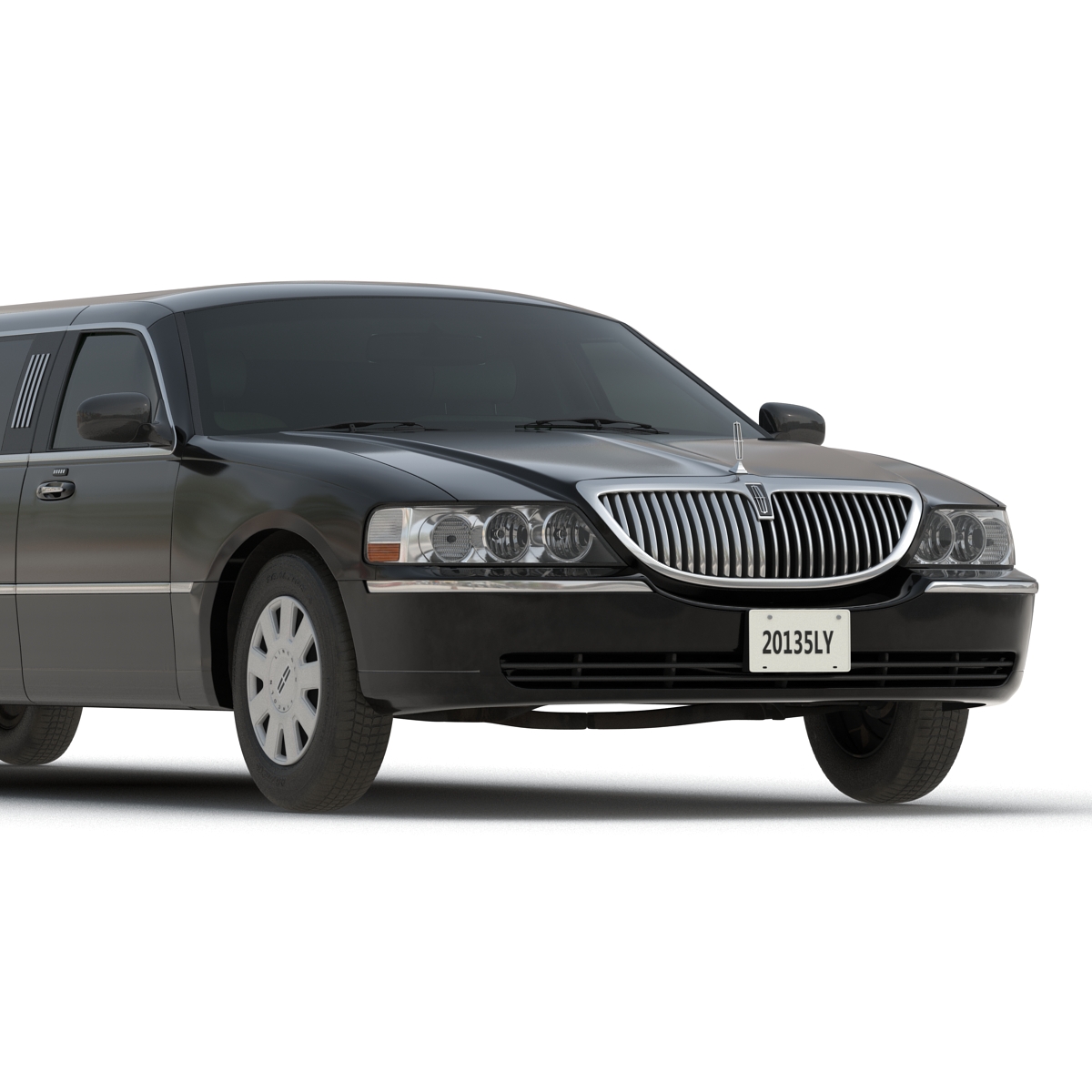 Lincoln Stretch Car Limousine Black Rigged 3D