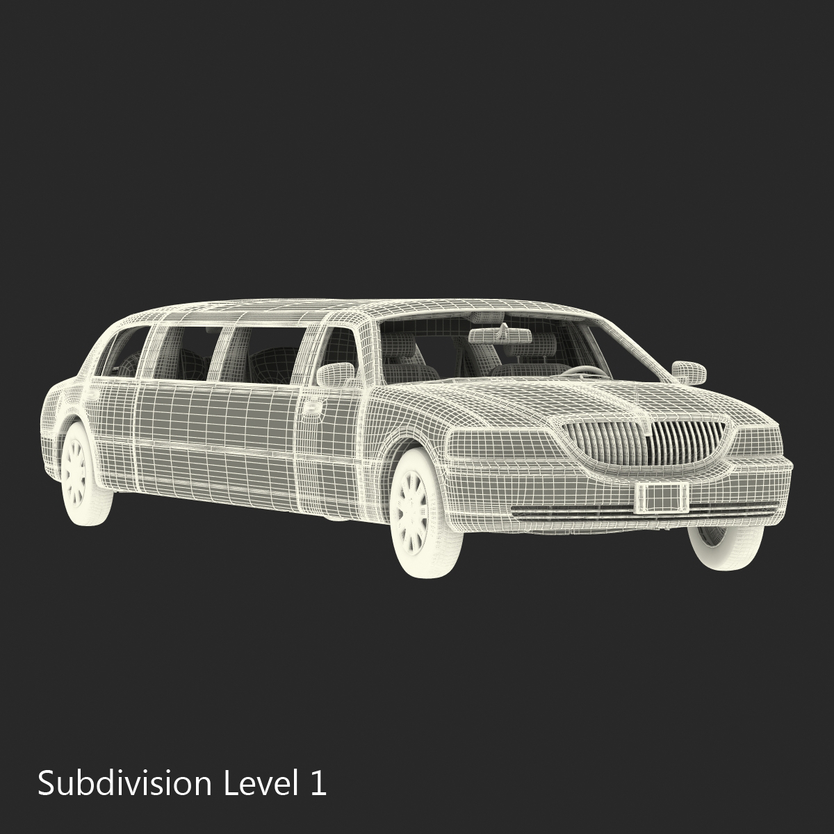 Lincoln Stretch Car Limousine Black Rigged 3D