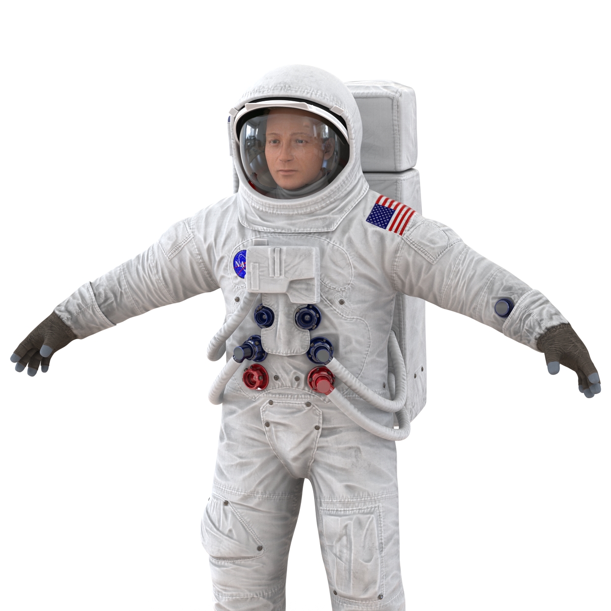 3D Astronaut NASA Wearing Spacesuit A7L Rigged model