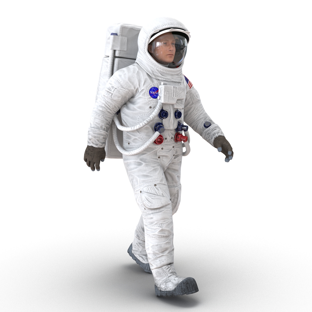 3D model Astronaut NASA Wearing Spacesuit A7L Rigged 2